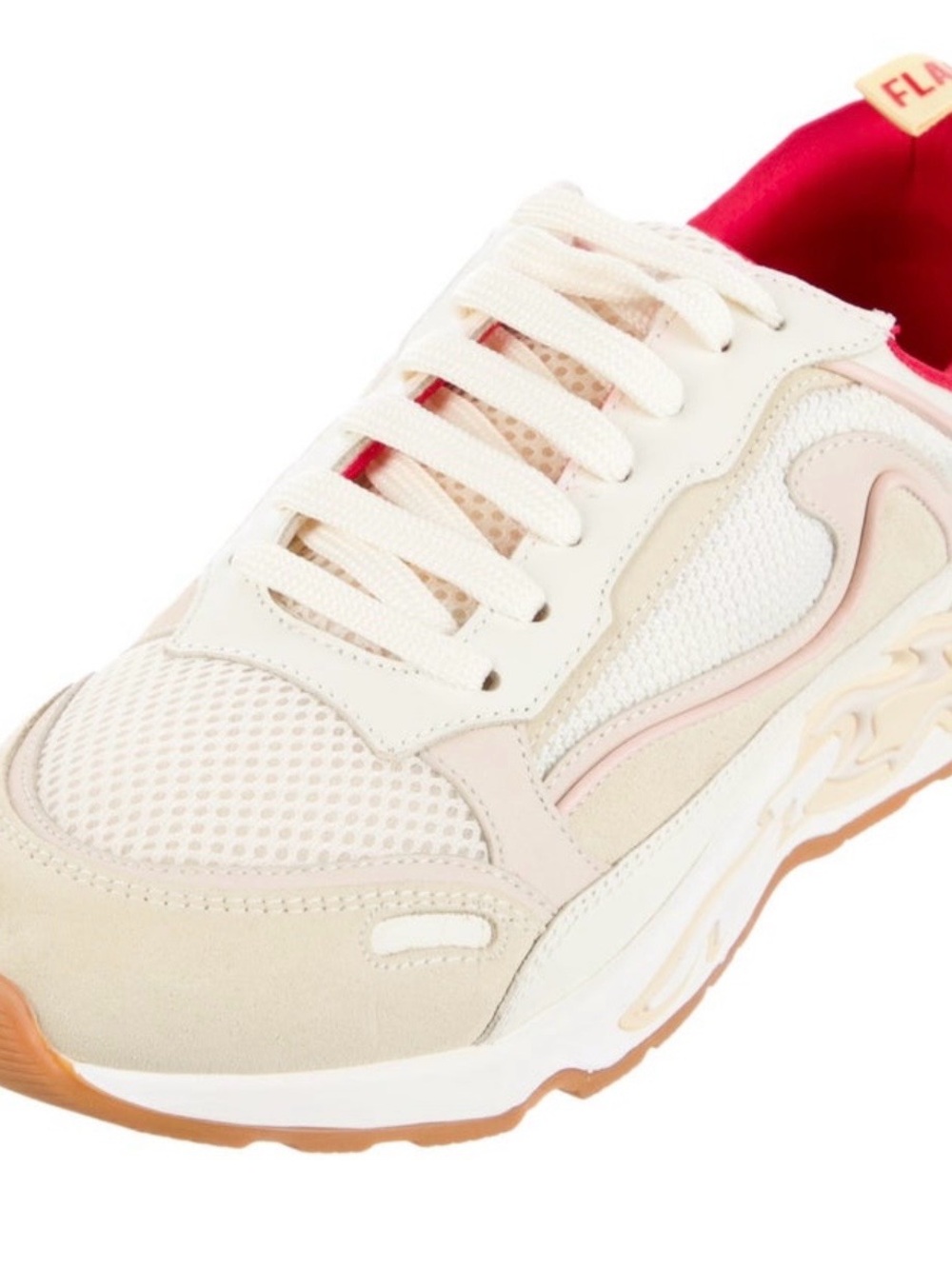 Sandro Flame White Sneakers with Red Lining and Yellow Pull Tab - Picture 13 of 15